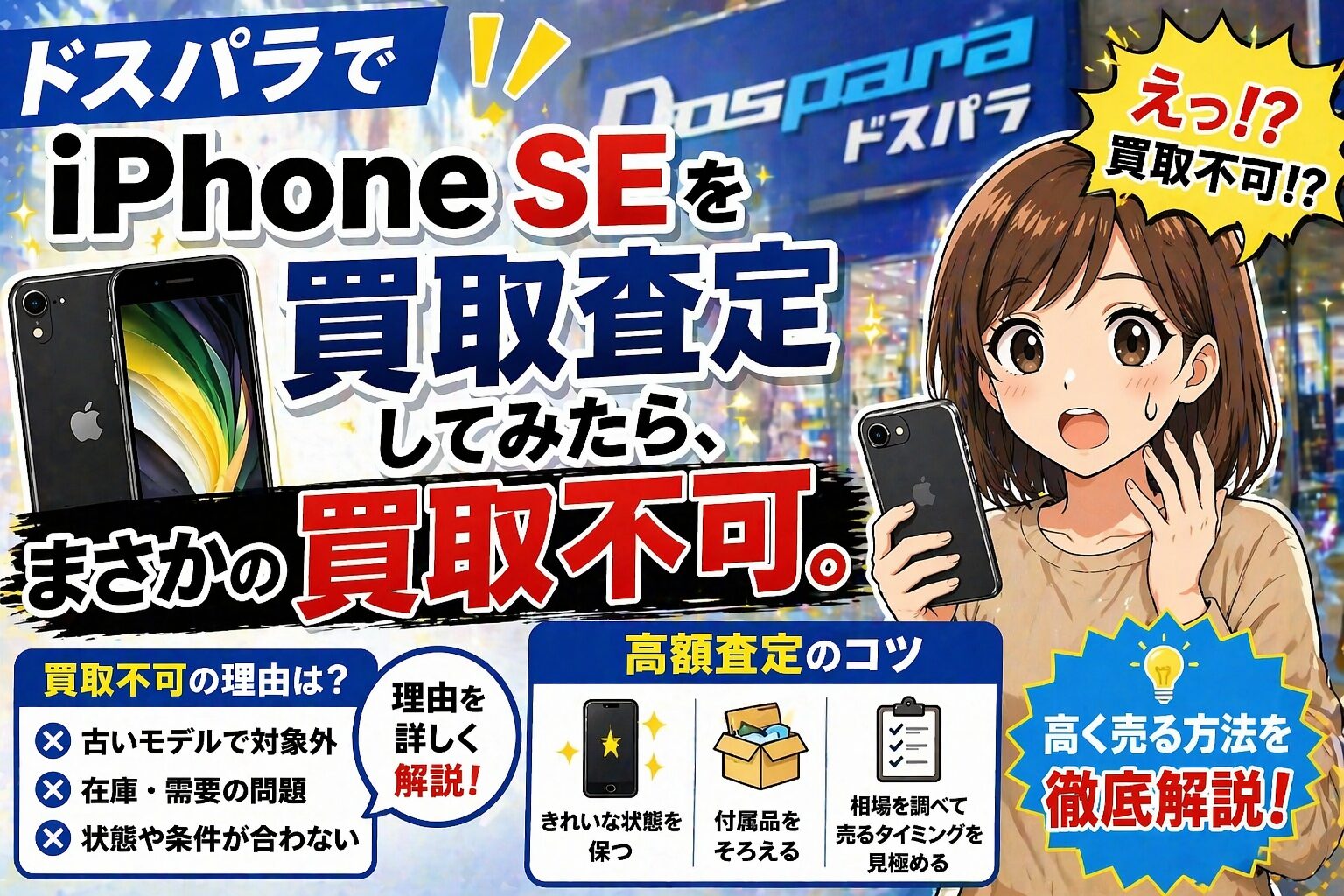 ドスパラでiPhone SEを買取査定してみたら、まさかの買取不可。理由と高額査定のコツを徹底解説